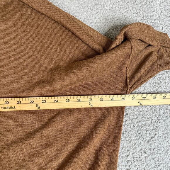 Free People Sweater Women Medium Brown Acrylic Cotton Blend Oversized Ribbed - Picture 10 of 11